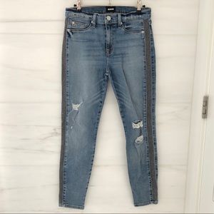 Hudson Distressed Silver Studded Light Blue Stretchy Skinny Jeans